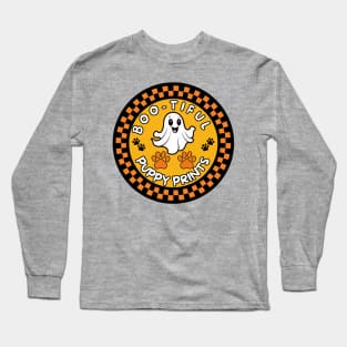 Cute Halloween ghost and Puppy Prints Boo-tiful Long Sleeve T-Shirt